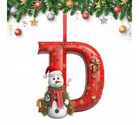 26 Letter Christmas Tree Decorate,Personalized Acrylic Letters Snowman Ornaments,Custom A to Z Hanging Christmas Pendant for Family Friends,for DIY Crafts Decorations, Home Party Festival Decor (D)