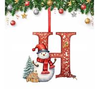 26 Letter Christmas Tree Decorate,Personalized Acrylic Letters Snowman Ornaments,Custom A to Z Hanging Christmas Pendant for Family Friends,for DIY Crafts Decorations, Home Party Festival Decor (H)