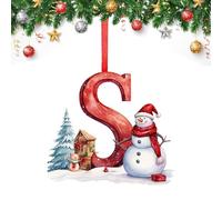 26 Letter Christmas Tree Decorate,Personalized Acrylic Letters Snowman Ornaments,Custom A to Z Hanging Christmas Pendant for Family Friends,for DIY Crafts Decorations, Home Party Festival Decor (S)