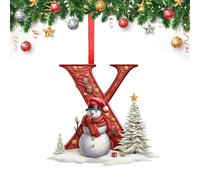 26 Letter Christmas Tree Decorate,Personalized Acrylic Letters Snowman Ornaments,Custom A to Z Hanging Christmas Pendant for Family Friends,for DIY Crafts Decorations, Home Party Festival Decor (X)