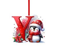 26 Letter Christmas Tree Decoration,A To Z Alphabet Decorative Xmas Pendant Personalized Diy Baubles Penguin Letter Hanging Ornament (Y)