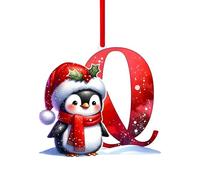 26 Letter Christmas Tree Decoration,A To Z Alphabet Decorative Xmas Pendant Personalized Diy Baubles Penguin Letter Hanging Ornament (Q)