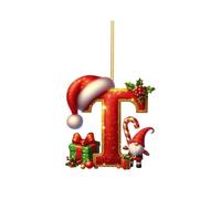 26 Letter Christmas Tree Hanging Pendant, A to Z Ornament Letters, Personalized DIY Christmas Ornaments,Xmas Alphabet Hanging Ornaments for Party Gifts (T)