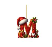 26 Letter Christmas Tree Hanging Pendant, A to Z Ornament Letters, Personalized DIY Christmas Ornaments,Xmas Alphabet Hanging Ornaments for Party Gifts (M)