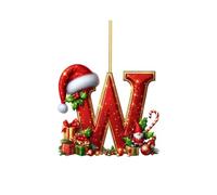26 Letter Christmas Tree Hanging Pendant, A to Z Ornament Letters, Personalized DIY Christmas Ornaments,Xmas Alphabet Hanging Ornaments for Party Gifts (W)