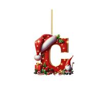 26 Letter Christmas Tree Hanging Pendant, A to Z Ornament Letters, Personalized DIY Christmas Ornaments,Xmas Alphabet Hanging Ornaments for Party Gifts (C)