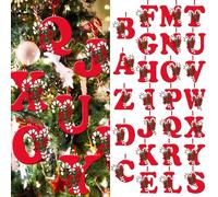26 Letter Christmas Tree Hanging Pendant, Christmas Alphabet Letter Pendant, A to Z Ornament Letters Decorative Hanging Xmas Alphabet Letters for Christmas Tree DIY Craft Christmas Ornaments (26pcs)