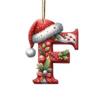 26 Letter Christmas Tree Hanging Pendant, Funny Letters Ornaments, Personalized DIY Xmas Alphabet Letters for Christmas Tree (F)