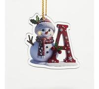 26 Letter Christmas Tree Hanging Pendant,Snowman Snowflakes A-Z Ornament Letters Decorative,Christmas Alphabet Letter DIY Craft Ornaments (A)