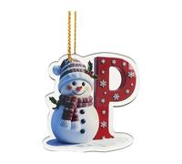26 Letter Christmas Tree Hanging Pendant,Snowman Snowflakes A-Z Ornament Letters Decorative,Christmas Alphabet Letter DIY Craft Ornaments (P)