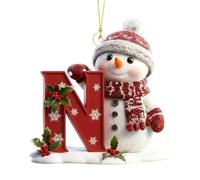 26 Letter Christmas Tree Snowman Ornaments, Acrylic Alphabet Snowman Decorations, for Party, Christmas, Home DIY Craft, Can be combined at will (N)