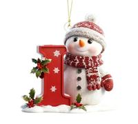 26 Letter Christmas Tree Snowman Ornaments, Acrylic Alphabet Snowman Decorations, for Party, Christmas, Home DIY Craft, Can be combined at will (I)