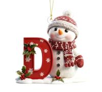 26 Letter Christmas Tree Snowman Ornaments, Acrylic Alphabet Snowman Decorations, for Party, Christmas, Home DIY Craft, Can be combined at will (D)