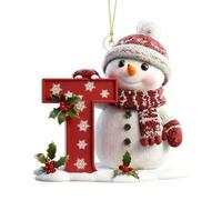 26 Letter Christmas Tree Snowman Ornaments, Acrylic Alphabet Snowman Decorations, for Party, Christmas, Home DIY Craft, Can be combined at will (T)