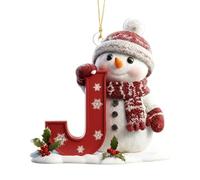 26 Letter Christmas Tree Snowman Ornaments, Acrylic Alphabet Snowman Decorations, for Party, Christmas, Home DIY Craft, Can be combined at will (J)