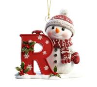 26 Letter Christmas Tree Snowman Ornaments, Acrylic Alphabet Snowman Decorations, for Party, Christmas, Home DIY Craft, Can be combined at will (R)