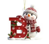26 Letter Christmas Tree Snowman Ornaments, Acrylic Alphabet Snowman Decorations, for Party, Christmas, Home DIY Craft, Can be combined at will (B)