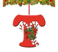 26 Letter Ornaments Christmas Tree Decoration, Personalized Hanging Decor Pendant for Christmas Stockings Tree Chimney, Reusable 26 Alphabet for DIY Xmas Craft Ornaments (T)