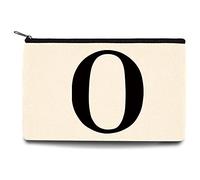 26 Letter Printed Zip Canvas Pouch Makeup Bag Make Up Bag, Cosmetic Travel Bag,Toiletry Bag,Organizer Bags,Toiletry Bags, Bride Bridesmaid Bag,Pencil Bag,Wash Bag,Coin Purse (Black O)