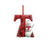 26 Letters Christmas Ornaments - Personalized A-Z Alphabet Tree Decorations, DIY Hanging Letter Baubles, Xmas Pendant Snowman Decor for Holiday Party Christmas Tree Decorations (T)