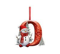 26 Letters Christmas Ornaments - Personalized A-Z Alphabet Tree Decorations, DIY Hanging Letter Baubles, Xmas Pendant Snowman Decor for Holiday Party Christmas Tree Decorations (O)