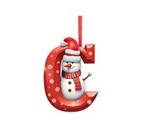 26 Letters Christmas Ornaments - Personalized A-Z Alphabet Tree Decorations, DIY Hanging Letter Baubles, Xmas Pendant Snowman Decor for Holiday Party Christmas Tree Decorations (C)