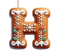 26 Letters Christmas Tree Decorations, 8cm 2D Acrylic Flat Pendant，H | 26 Letter Christmas Tree Hanging Pendant, A to Z Xmas Alphabet Ornament for Family Home Decor, Holiday Home Party Decoration