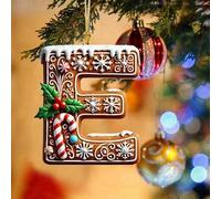 26 Letters Christmas Tree Decorations Clearance, Gingerbread Candy Canes Alphabet Hanging Decorative Christmas Tree Pendant, Personalised Christmas Bauble, Christmas Decor Keepsake Gifts (E)