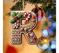 26 Letters Christmas Tree Decorations Clearance, Gingerbread Candy Canes Alphabet Hanging Decorative Christmas Tree Pendant, Personalised Christmas Bauble, Christmas Decor Keepsake Gifts (R)