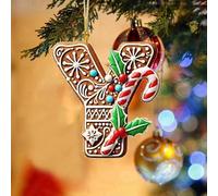 26 Letters Christmas Tree Decorations Clearance, Gingerbread Candy Canes Alphabet Hanging Decorative Christmas Tree Pendant, Personalised Christmas Bauble, Christmas Decor Keepsake Gifts (Y)