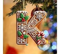 26 Letters Christmas Tree Decorations Clearance, Gingerbread Candy Canes Alphabet Hanging Decorative Christmas Tree Pendant, Personalised Christmas Bauble, Christmas Decor Keepsake Gifts (K)