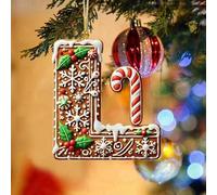 26 Letters Christmas Tree Decorations Clearance, Gingerbread Candy Canes Alphabet Hanging Decorative Christmas Tree Pendant, Personalised Christmas Bauble, Christmas Decor Keepsake Gifts (L)