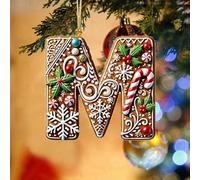 26 Letters Christmas Tree Decorations Clearance, Gingerbread Candy Canes Alphabet Hanging Decorative Christmas Tree Pendant, Personalised Christmas Bauble, Christmas Decor Keepsake Gifts (M)