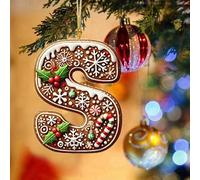 26 Letters Christmas Tree Decorations Clearance, Gingerbread Candy Canes Alphabet Hanging Decorative Christmas Tree Pendant, Personalised Christmas Bauble, Christmas Decor Keepsake Gifts (S)