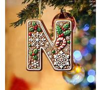 26 Letters Christmas Tree Decorations Clearance, Gingerbread Candy Canes Alphabet Hanging Decorative Christmas Tree Pendant, Personalised Christmas Bauble, Christmas Decor Keepsake Gifts (N)