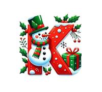 26 Letters Christmas Tree Decorations, Personalized Snowman Snowflakes Boxes Letters Christmas Bauble, Cute A to Z Alphabet Xmas Ornament, for XmasTree Party Gifts DIY Decor (K)