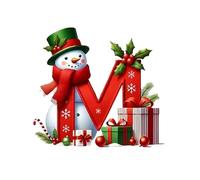 26 Letters Christmas Tree Decorations, Personalized Snowman Snowflakes Boxes Letters Christmas Bauble, Cute A to Z Alphabet Xmas Ornament, for XmasTree Party Gifts DIY Decor (M)