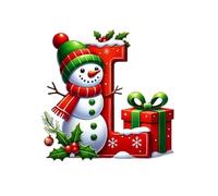 26 Letters Christmas Tree Decorations, Personalized Snowman Snowflakes Boxes Letters Christmas Bauble, Cute A to Z Alphabet Xmas Ornament, for XmasTree Party Gifts DIY Decor (L)