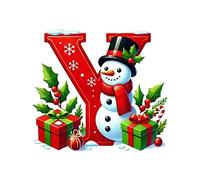 26 Letters Christmas Tree Decorations, Personalized Snowman Snowflakes Boxes Letters Christmas Bauble, Cute A to Z Alphabet Xmas Ornament, for XmasTree Party Gifts DIY Decor (Y)