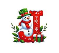 26 Letters Christmas Tree Decorations, Personalized Snowman Snowflakes Boxes Letters Christmas Bauble, Cute A to Z Alphabet Xmas Ornament, for XmasTree Party Gifts DIY Decor (J)