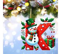 26 Letters Christmas Tree Decorations Sale, Personalized Snowman Snowflakes Boxes Letters Christmas Bauble, Cute A to Z Alphabet Christmas Ornament, Christmas Decorations Clearance (K)