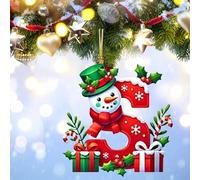 26 Letters Christmas Tree Decorations Sale, Personalized Snowman Snowflakes Boxes Letters Christmas Bauble, Cute A to Z Alphabet Christmas Ornament, Christmas Decorations Clearance (S)