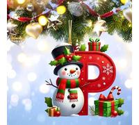 26 Letters Christmas Tree Decorations Sale, Personalized Snowman Snowflakes Boxes Letters Christmas Bauble, Cute A to Z Alphabet Christmas Ornament, Christmas Decorations Clearance (P)