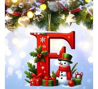 26 Letters Christmas Tree Decorations Sale, Personalized Snowman Snowflakes Boxes Letters Christmas Bauble, Cute A to Z Alphabet Christmas Ornament, Christmas Decorations Clearance (F)