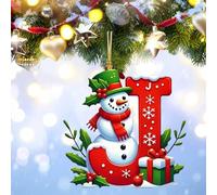 26 Letters Christmas Tree Decorations Sale, Personalized Snowman Snowflakes Boxes Letters Christmas Bauble, Cute A to Z Alphabet Christmas Ornament, Christmas Decorations Clearance (J)