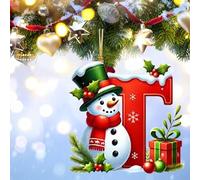 26 Letters Christmas Tree Decorations Sale, Personalized Snowman Snowflakes Boxes Letters Christmas Bauble, Cute A to Z Alphabet Christmas Ornament, Christmas Decorations Clearance (T)