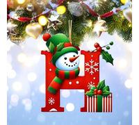 26 Letters Christmas Tree Decorations Sale, Personalized Snowman Snowflakes Boxes Letters Christmas Bauble, Cute A to Z Alphabet Christmas Ornament, Christmas Decorations Clearance (H)