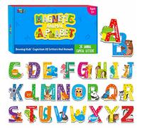 26 Magnetic Alphabet, Uppercase Letters with Adorable Zoo Animal Alphabet ABC Fridge Magnets Educational Spelling Learning Games Toys Set for Kids, Toddlers 3 4 5 Years Old