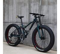 26" Mountain Bikes,Adult Fat Tire Mountain Trail Bike,21 Speed Bicycle,High-carbon Steel Frame Dual Full Suspension Dual Disc Brake (Cyan)