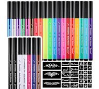 26 Pack Face Painting Markers, Water Resistant & Smudge-proof Face Paint Pens with 138 Stencils, 6 Glitter, 12 Matte, 8 Neon Glow pens- Professional Skin-Safe Makeup for Halloween, Kids, Adults